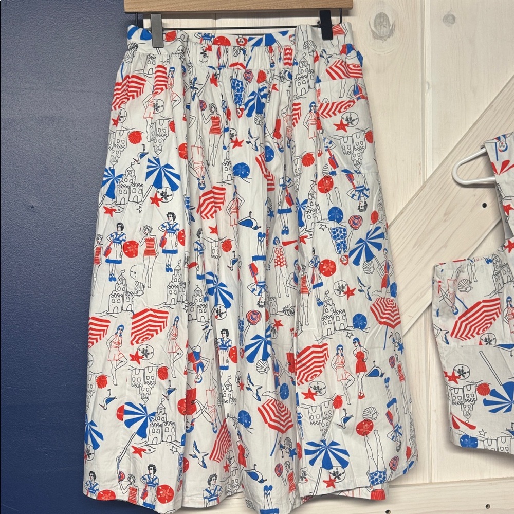 ModCloth Retro Beach Ladies Two Piece Skirt Set Size 2X New - Picture 7 of 10